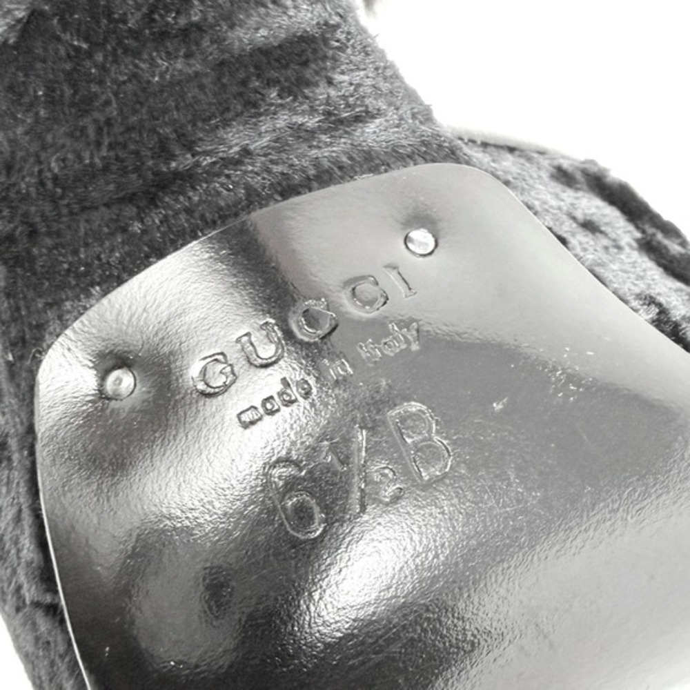 Gucci Tom Ford 2004‎ Runway Black Platform Heels Velvet Mink 36.5 - Picture 9 of 12